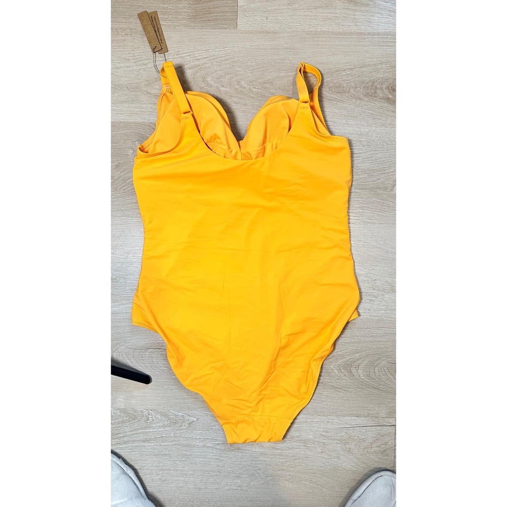 Shapellx One Piece Swimsuit Womens Ruched Cutout XL Orange Tummy Control - Picture 7 of 8